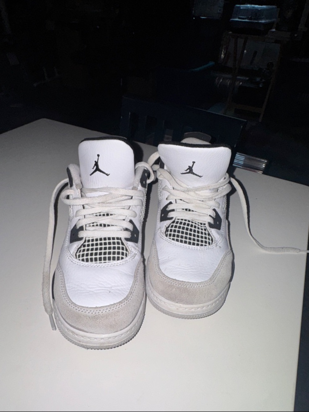 Jordan Kids White and Black Leather High-Top Sneakers